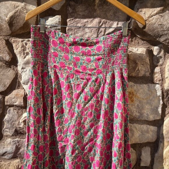 Natural Life Maxi Skirt Floral Large Pink Smocked Waist Asymmetrical Boho - Picture 5 of 8